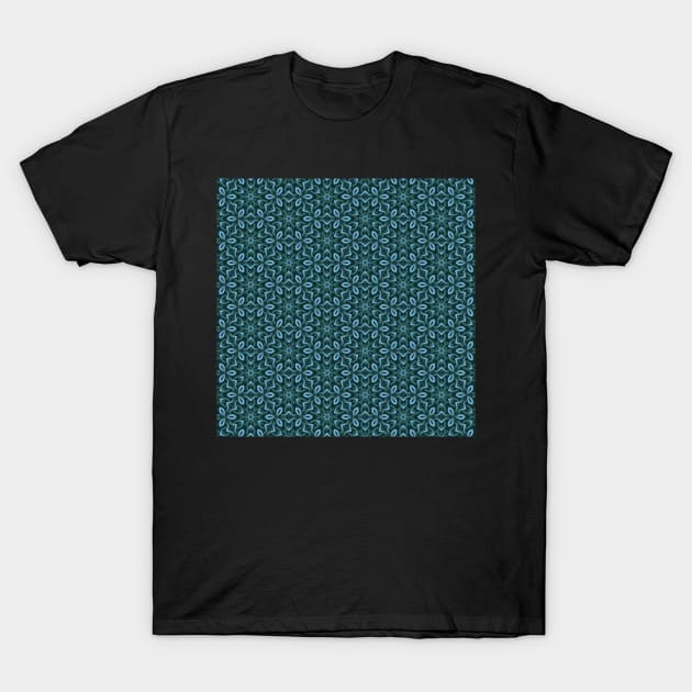 Turquoise blue abstract floral ornament T-Shirt by Uniquepixx